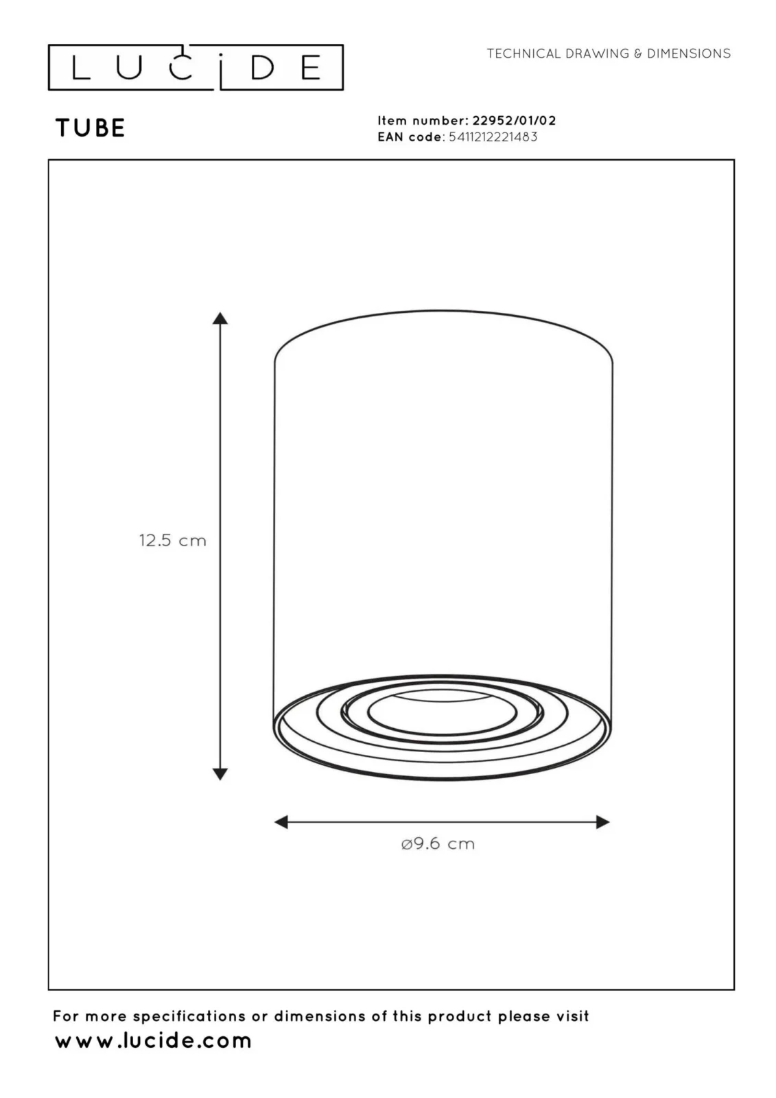 Lucide TUBE - stropnu00e9 reflektory - u00d8 9,6 cm - 1xGU10 - Matt Gold / Brass