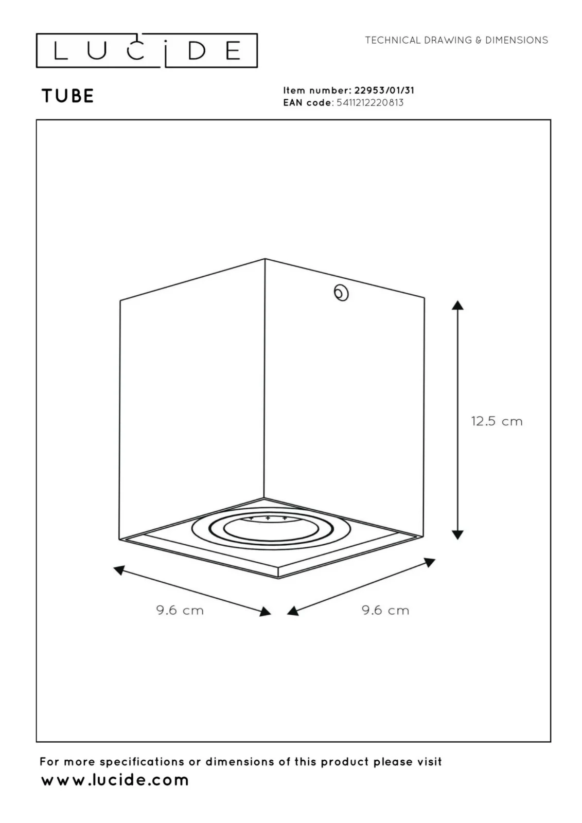 Lucide TUBE - stropnu00e9 reflektory - 1xGU10 - biela