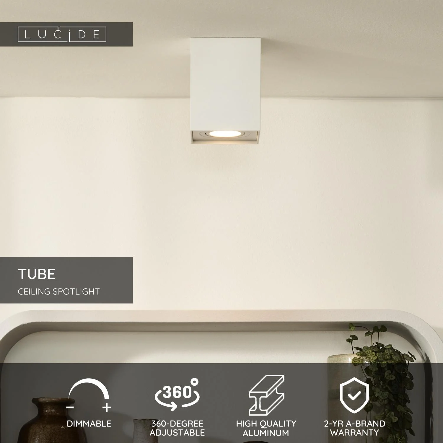 Lucide TUBE - stropnu00e9 reflektory - 1xGU10 - biela