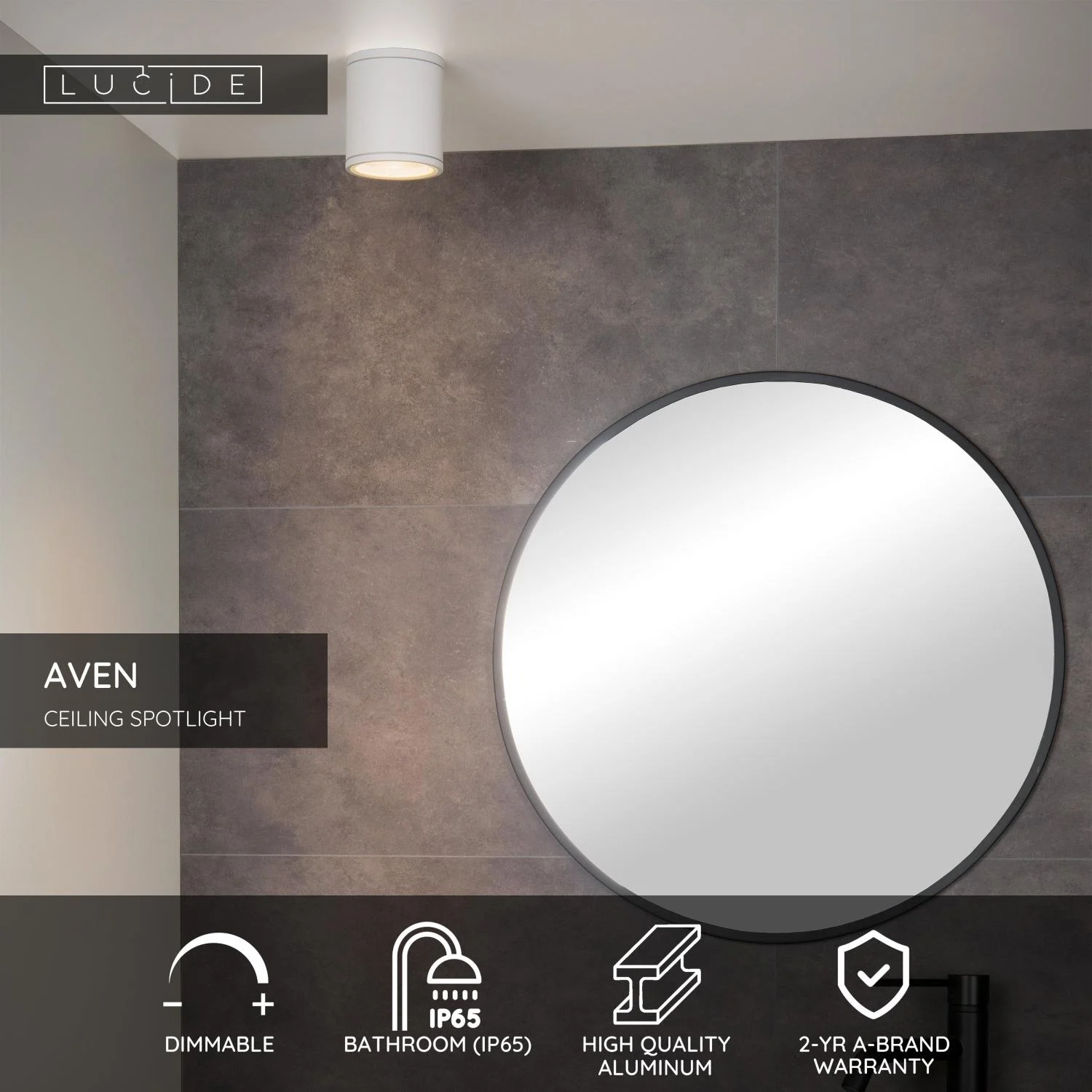 Lucide AVEN - Stropnu00e9 reflektory Ku00fapeu013eu0148a - u00d8 9 cm - 1xGU10 - IP65 - biela