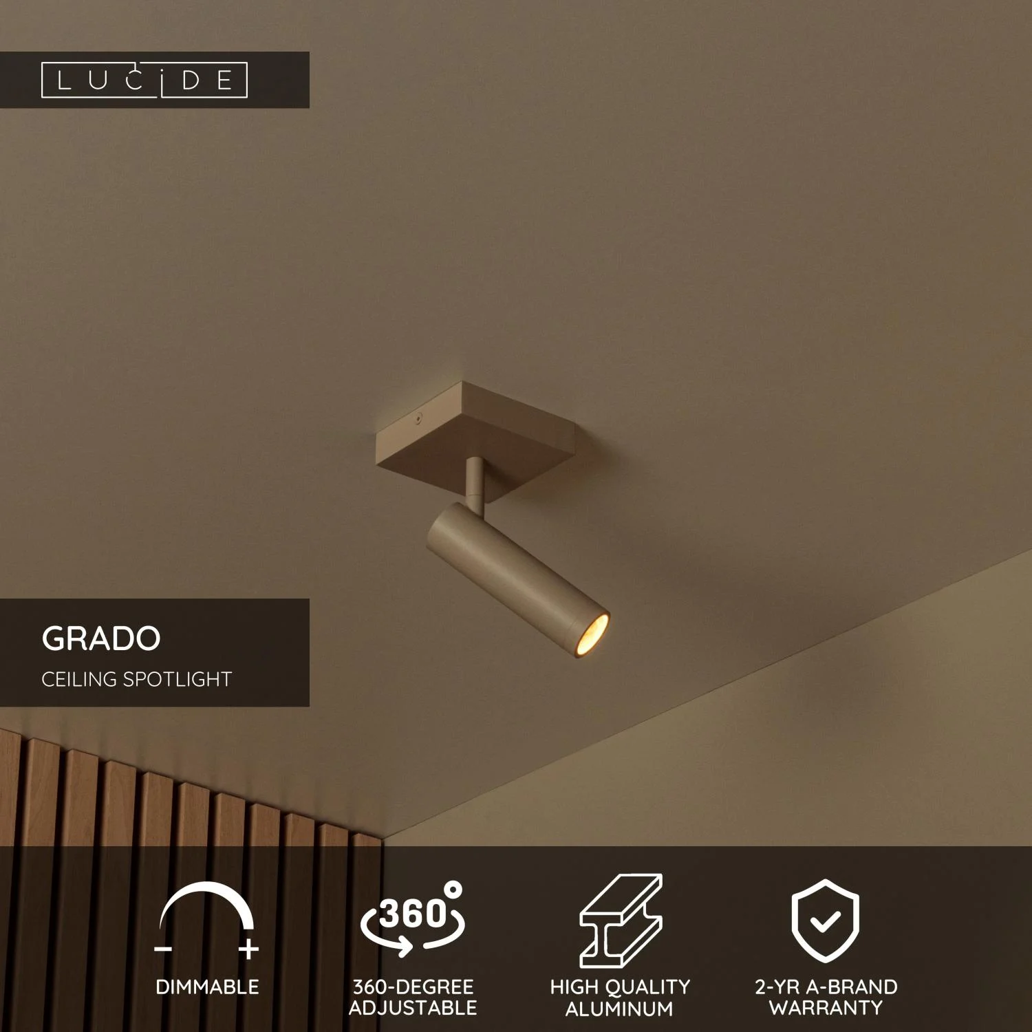 Lucide GRADO - Stropnu00e9 reflektory - 1xGU10 (MR11) - Taupe