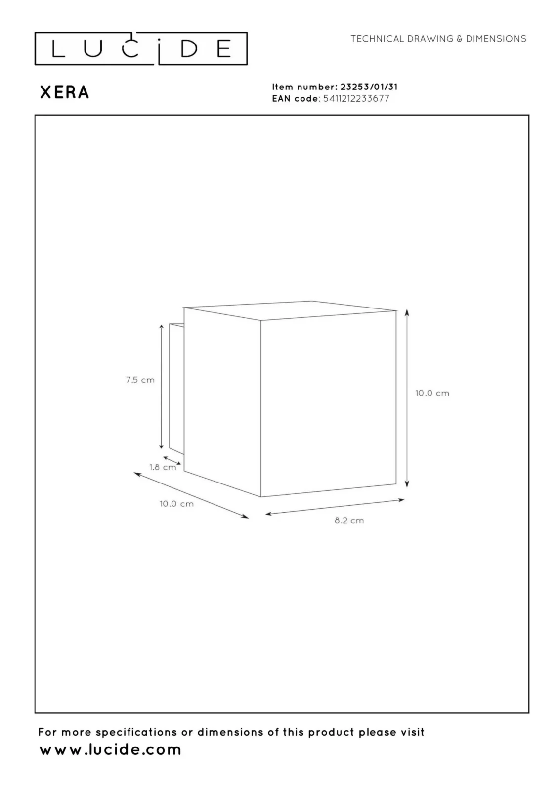Lucide XERA - Nu00e1stennu00e9 svetlo - 1xG9 - Biela