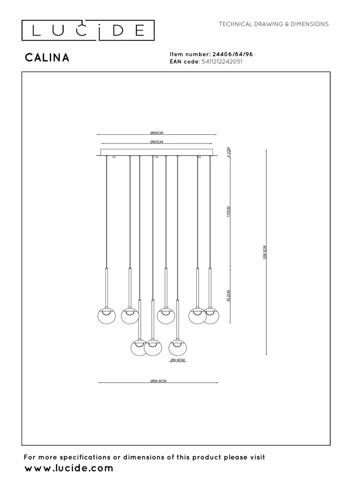 Lucide CALINA - Zu00e1vesnu00e9 svetlo - u00d8 69,9 cm - LED tlmenu00e9. - CCT - 12x7W 2200K/3300K - s vymeniteu013enu00fdm LED modulom - Coffee | Pru00e9miovu00e9