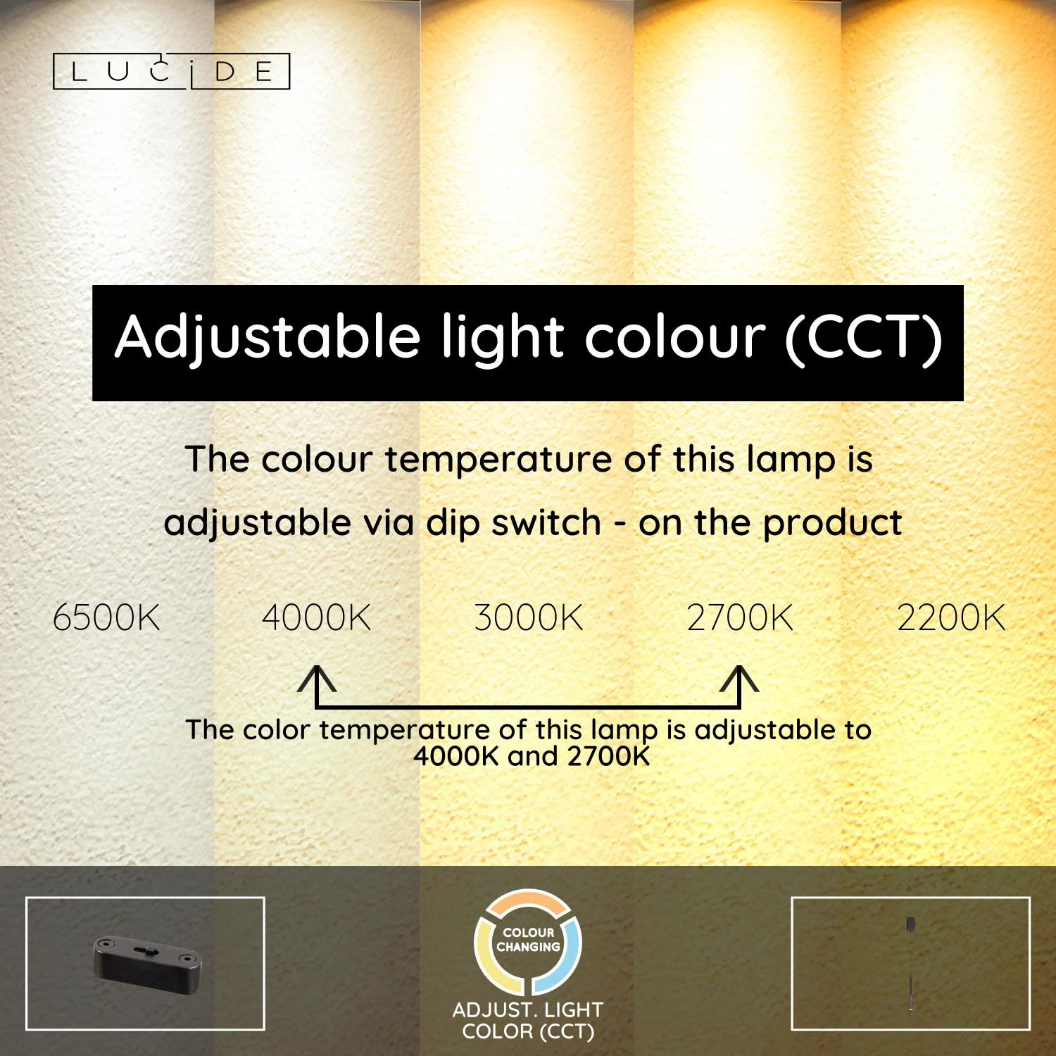 Lucide JOAKIM - Zu00e1vesnu00e9 svetlo - u00d8 7,7 cm - LED tlmenu00e9. - CCT - 1x7W 2700K/4000K - s vymeniteu013enu00fdm LED modulom - Coffee | Pru00e9miovu00e9