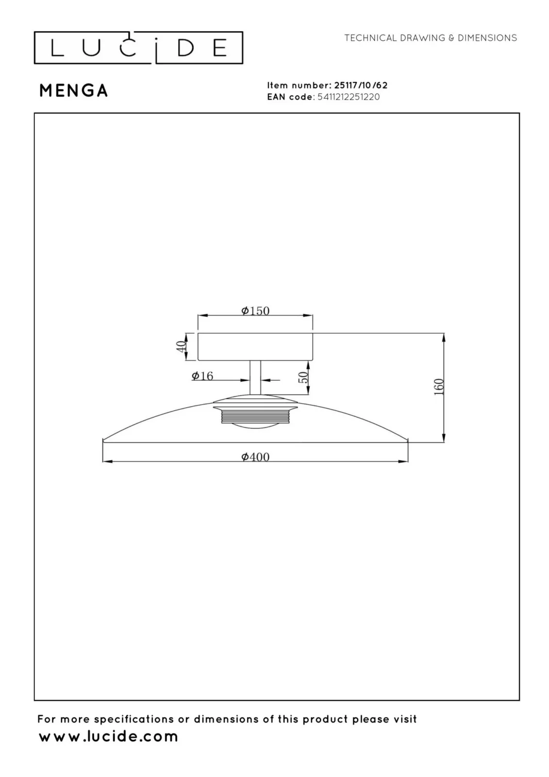 Lucide MENGA - Zapustenu00e9 stropnu00e9 svetlo - u00d8 40 cm - LED tlmenu00e9 - 1x11W 2700K - jantu00e1rovu00e9 | Pru00e9miovu00e9
