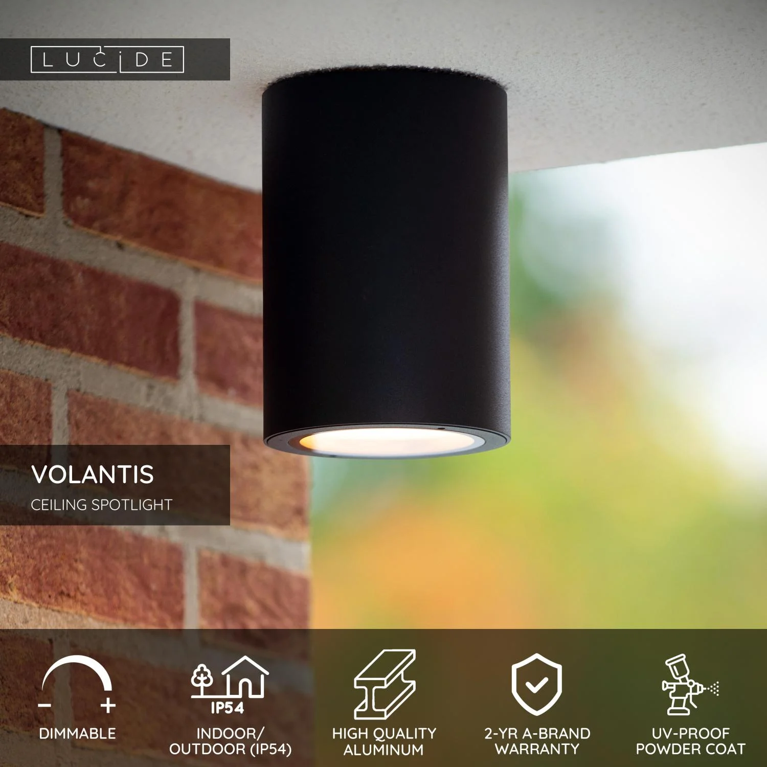 Lucide VOLANTIS - Stropnu00e9 reflektory Vnu00fatornu00e9/vonkaju0161ie - u00d8 10,8 cm - 1xE27 - IP54 - u010cierna