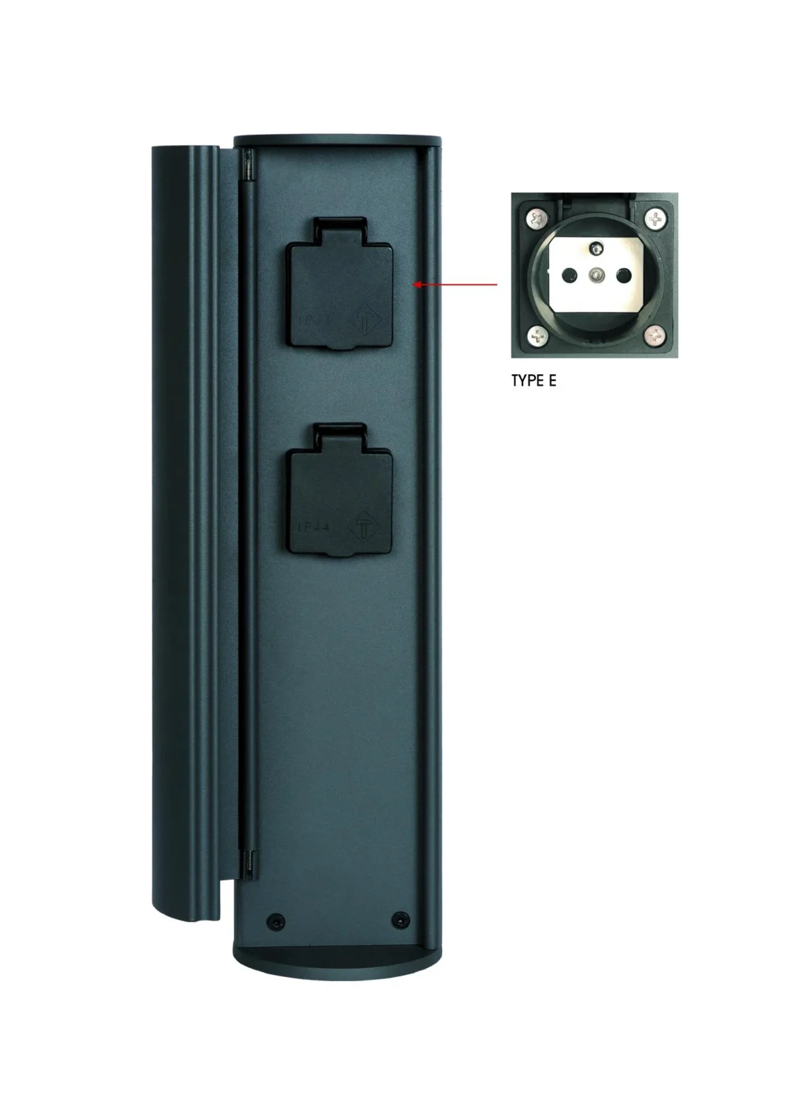 Lucide POWERPOINT - Vonkaju0161u00ed stu013apec zu00e1suvky - Zu00e1suvky s pinovu00fdm uzemnenu00edm - Typ E - FR, BE, POL, SVK & CZE u0161tandard - u00d8 10 cm - IP44 - Antracit