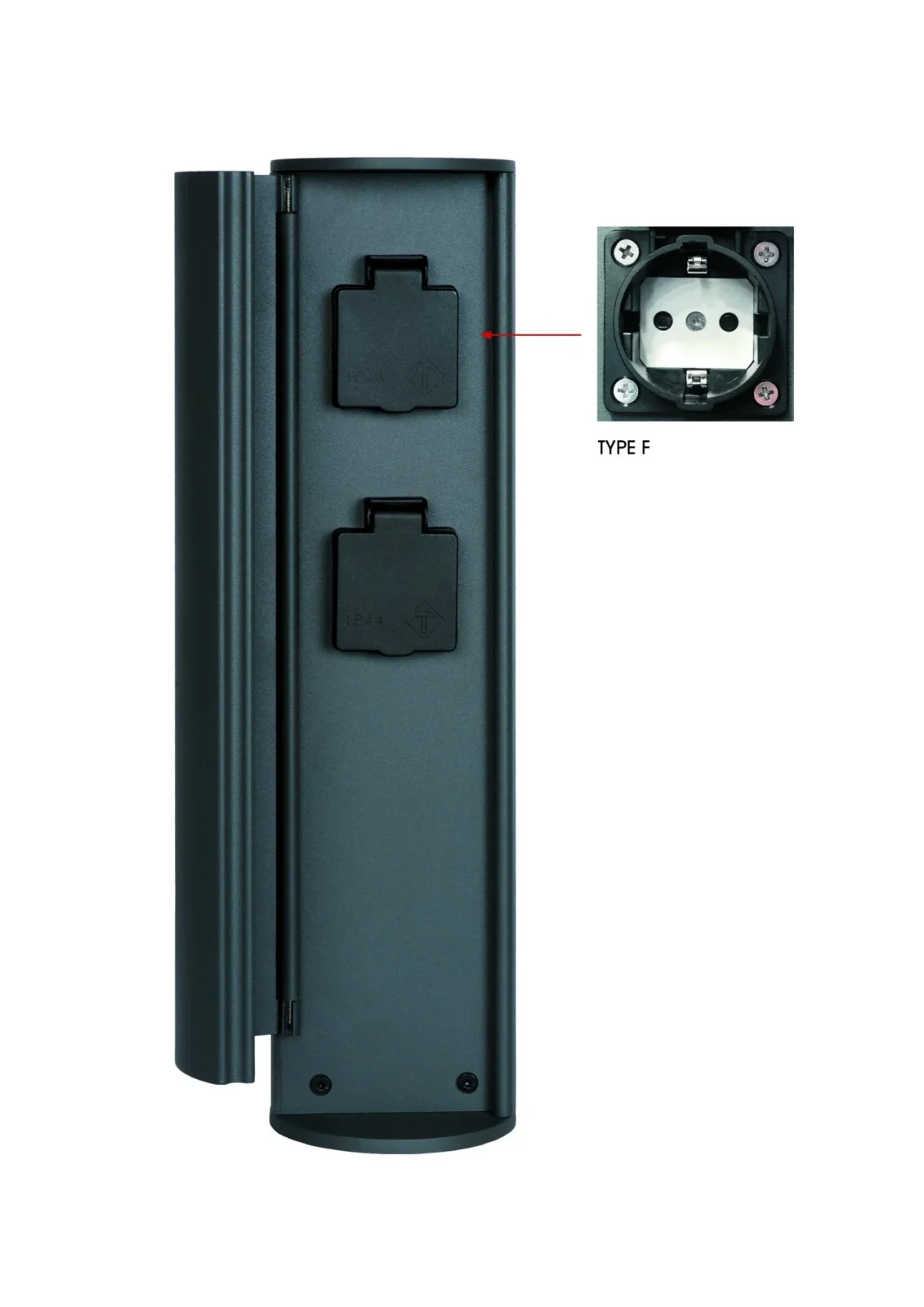 Lucide POWERPOINT - Vonkaju0161u00ed stu013apik zu00e1suvky u2013 Zu00e1suvky s uzemnenu00edm u2013 Typ F - EUR/RUS u0161tandard - u00d8 10 cm - IP44 u2013 Antracit