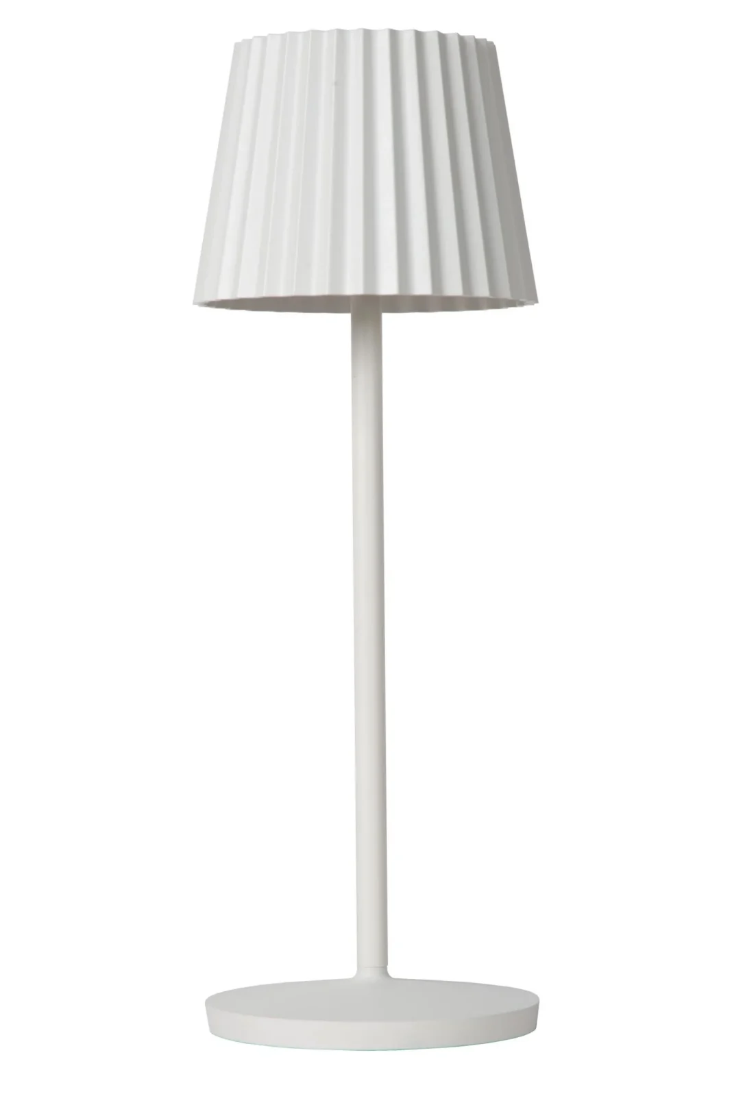 Lucide JUSTINE - Nabu00edjateu013enu00e1 stolnu00e1 lampa do interiu00e9ru/exteriu00e9ru - batu00e9riovu00fd balu00edk - LED tlmenu00fd. - 1x2W 2700K - IP54 - s bezdru00f4tovou nabu00edjacou podlou017ekou - biela