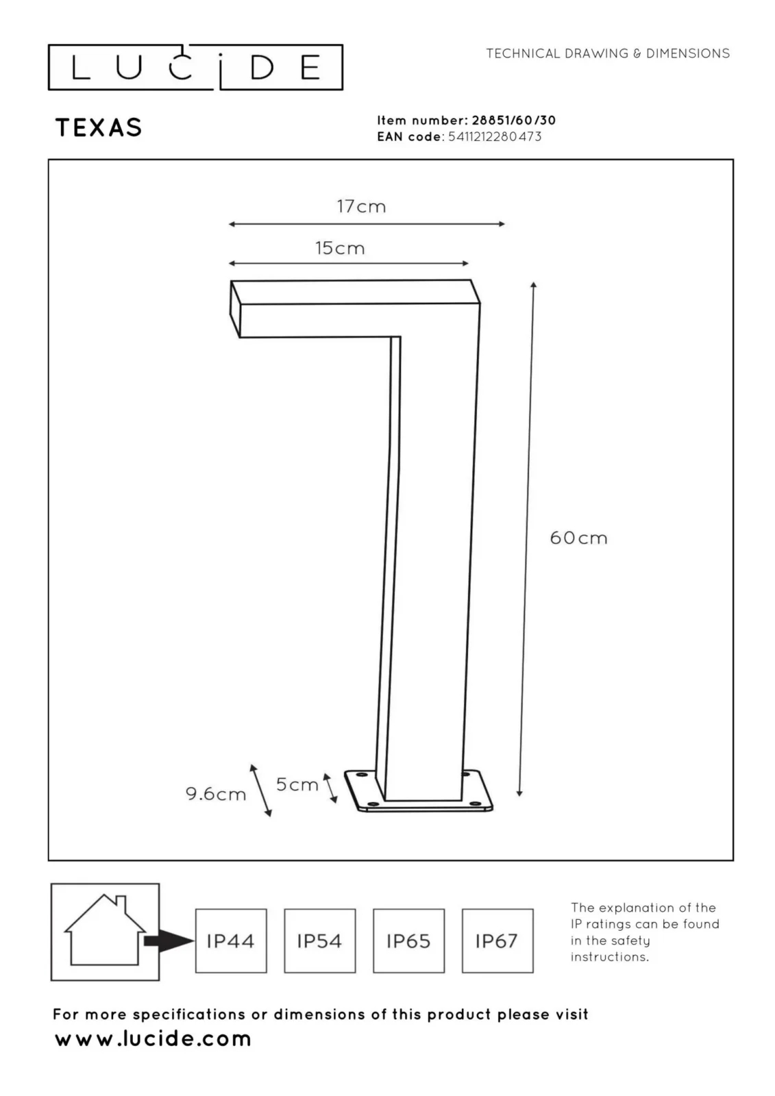 Lucide TEXAS - Stu013apikovu00e9 svetlo - LED - 1x7W 3000K - IP54 - Antracit