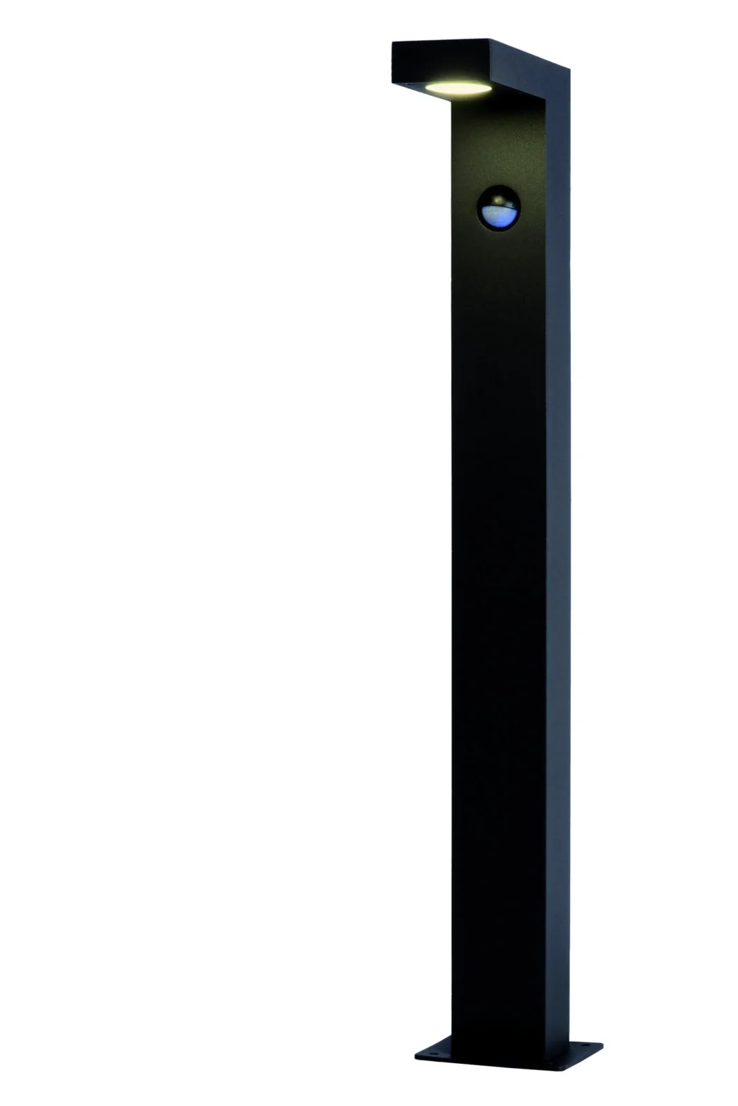 Lucide TEXAS-IR - Stu013apikovu00e9 svetlo - LED - 1x7W, 3000K - IP54 - Senzor pohybu a du0148a/noci (deaktivovateu013enu00fd) - Antracit