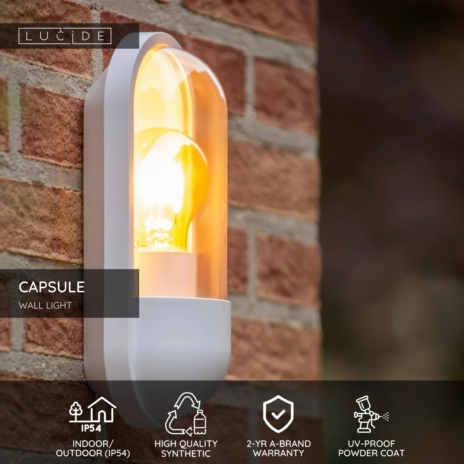 Lucide CAPSULE - Nu00e1stennu00e9 svetlo vnu00fatornu00e9/vonkaju0161ie - 1xE27 - IP54 - biele