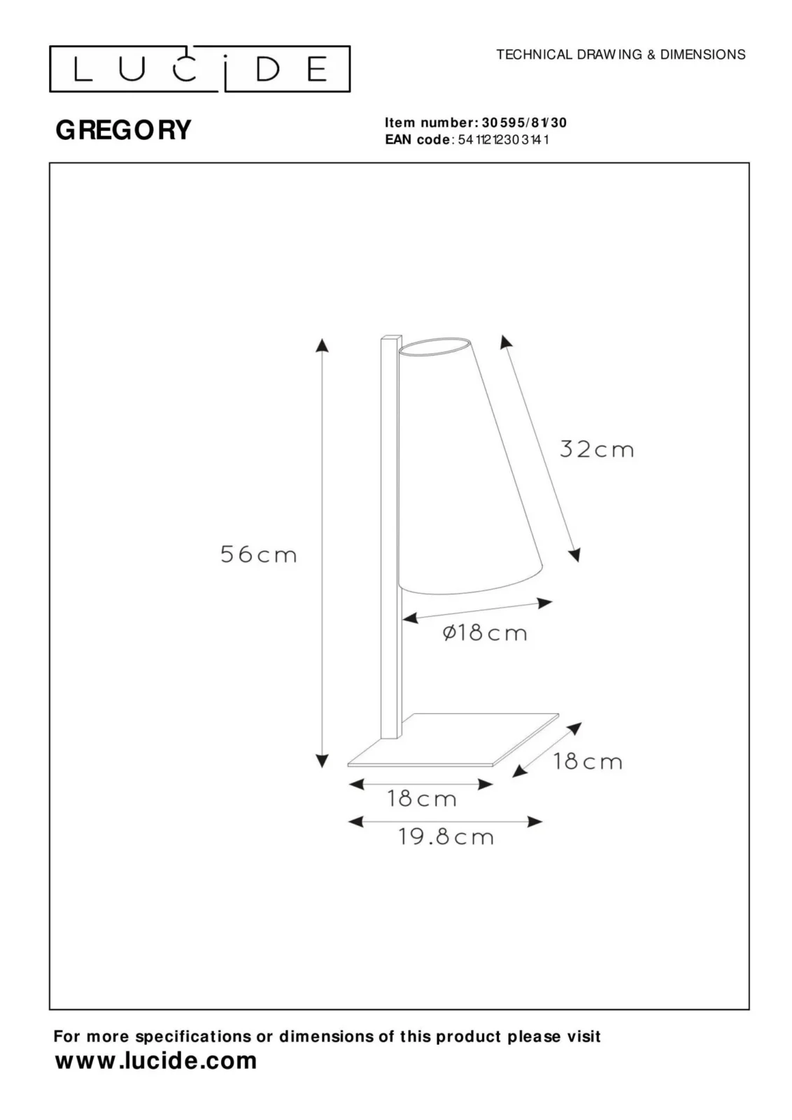 Lucide GREGORY - Stolnu00e1 lampa - 1xE27 - u010cierna