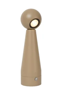 Lucide IPSOS - Nabu00edjateu013enu00e1 stolnu00e1 lampa - Batu00e9riovu00fd balu00edk - LED tlmenu00fd. - 1x3W 2700K - Taupe