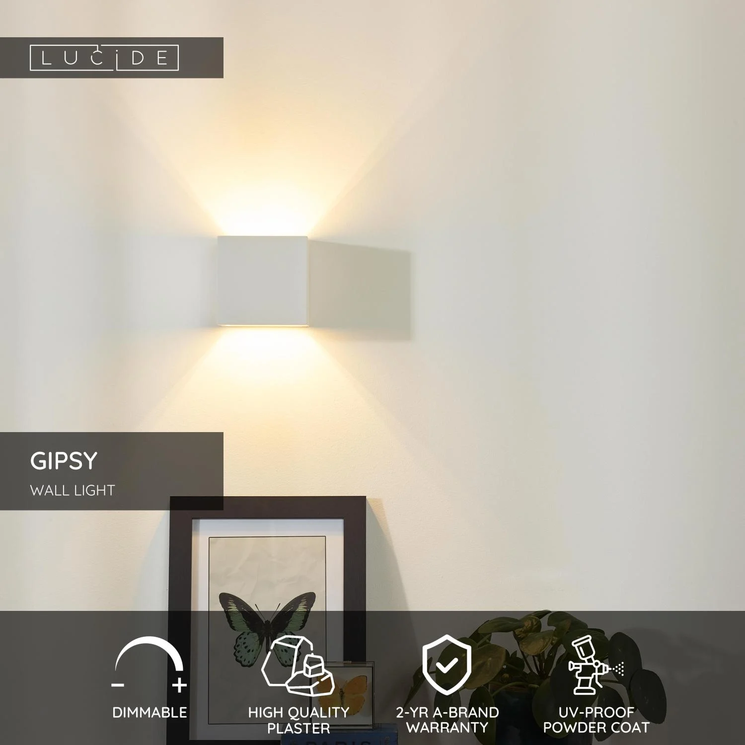 Lucide GIPSY - Nu00e1stennu00e9 svetlo - 1xG9 - Biela