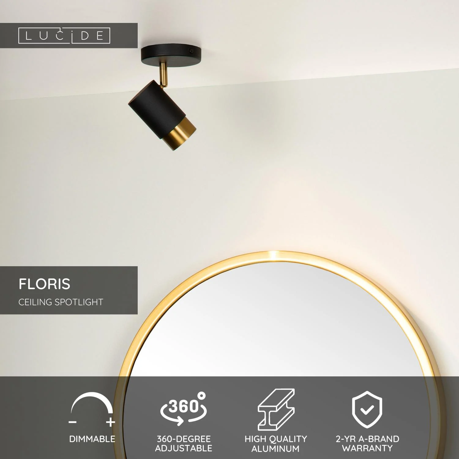 Lucide FLORIS - Stropnu00e9 reflektory - u00d8 10 cm - 1xGU10 - u010cierna