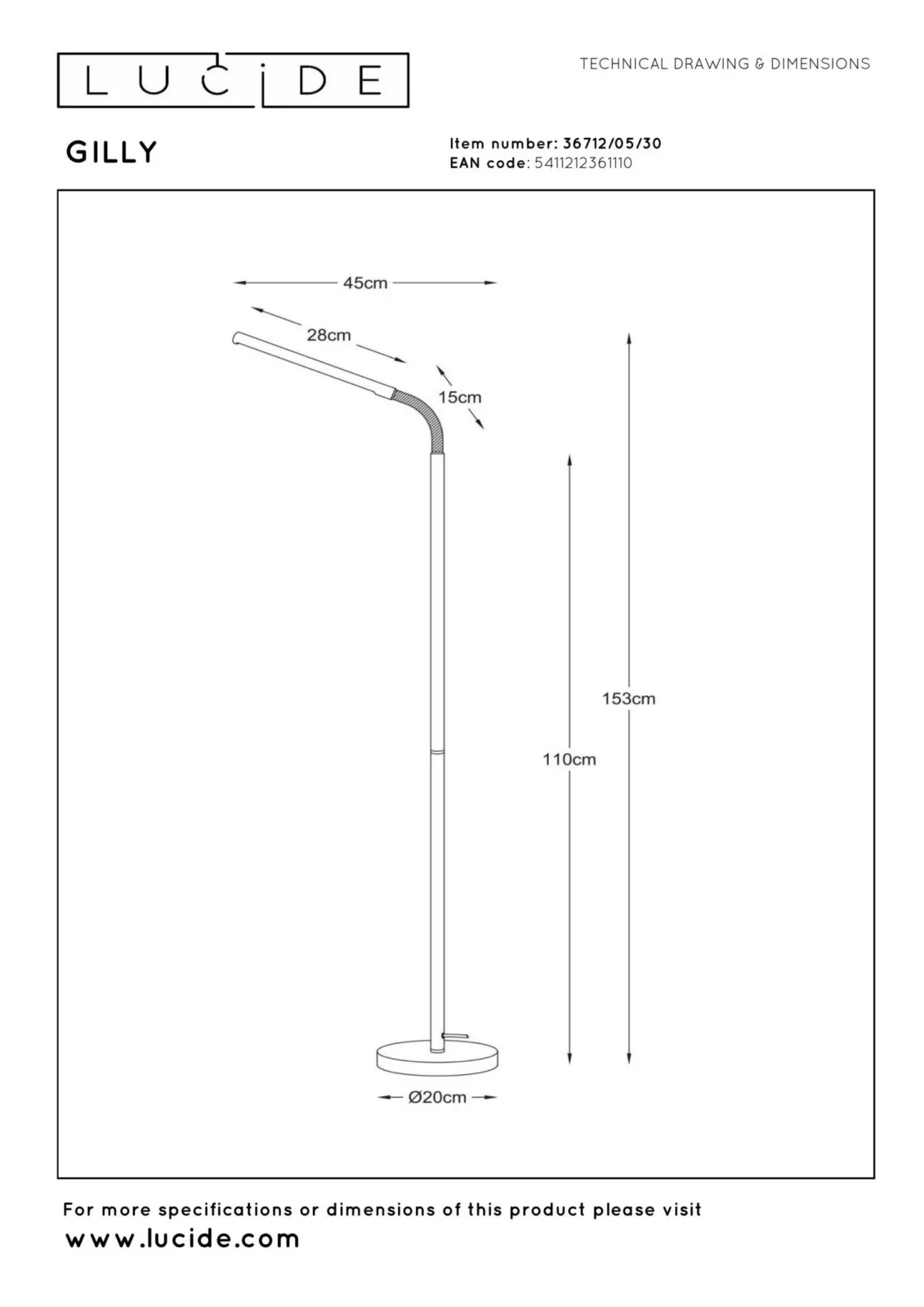 Lucide GILLY - Podlahovu00e1 lampa na u010du00edtanie - LED - 1x6W 2700K - u010dierna