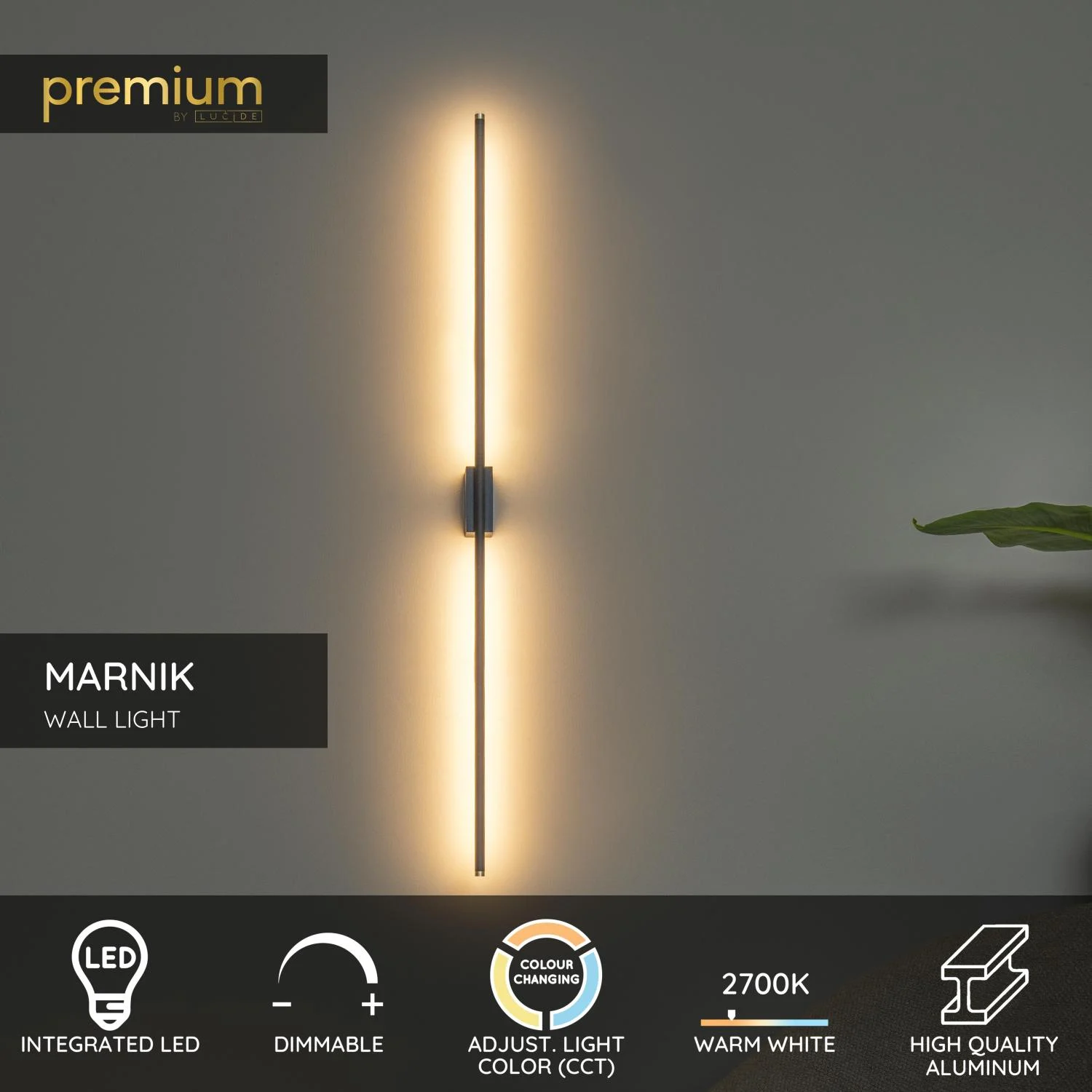 Lucide MARNIK - Nu00e1stennu00e9 svetlo - LED tlmenu00e9. - CCT - 1x18W 2700K/4000K - Senzor ruu010dnu00fdch vu013an - u010dierny | Pru00e9miovu00e9