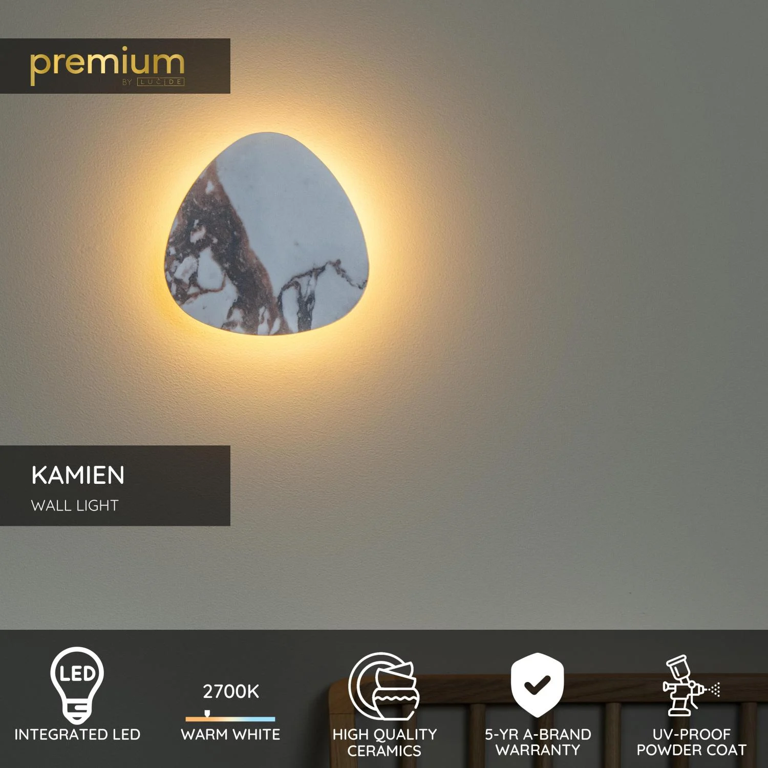 Lucide KAMIEN - Nu00e1stennu00e9 svetlo - LED - 1x6W 2700K - biela | Pru00e9miovu00e9