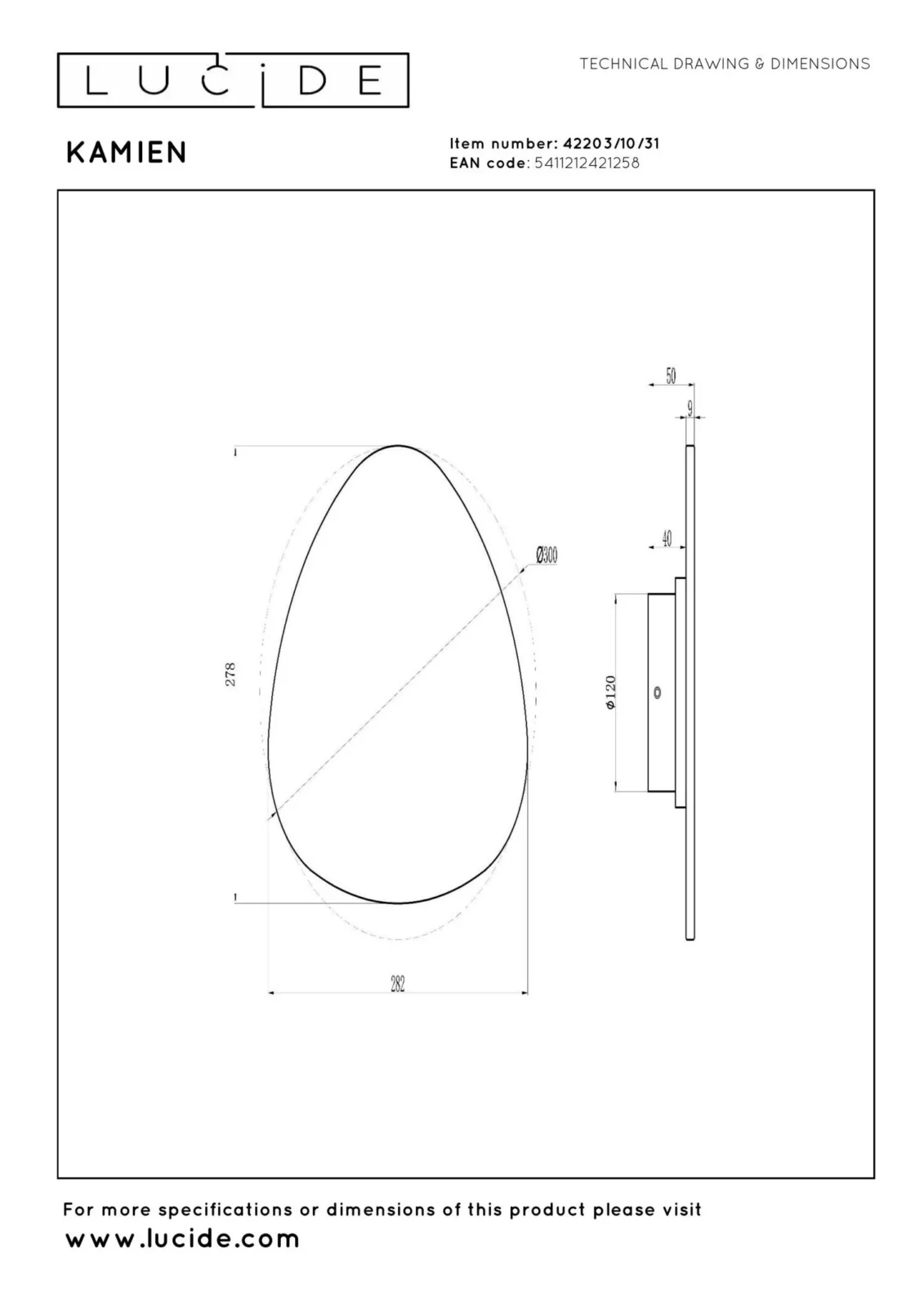 Lucide KAMIEN - Nu00e1stennu00e9 svetlo - LED - 1x11W 2700K - biela | Pru00e9miovu00e9