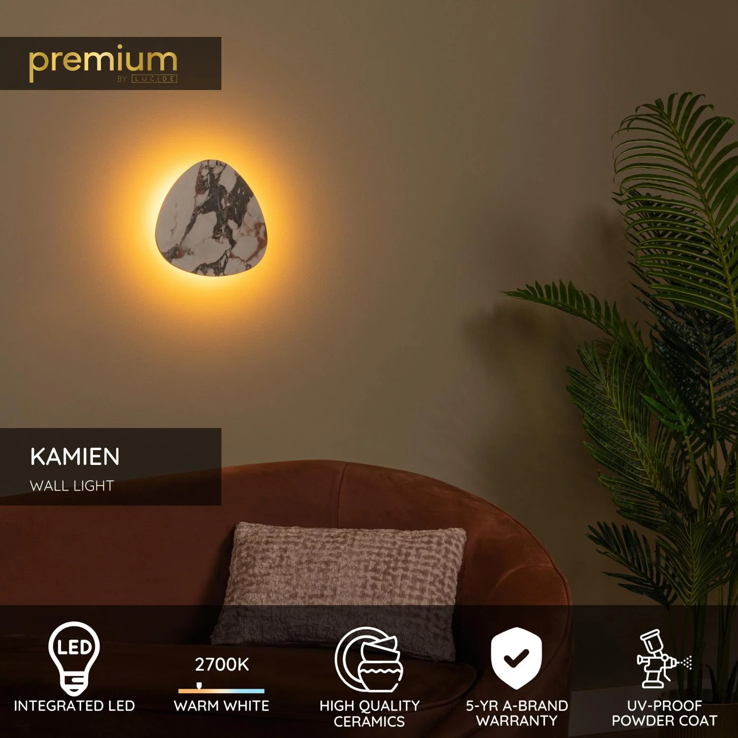 Lucide KAMIEN - Nu00e1stennu00e9 svetlo - LED - 1x11W 2700K - biela | Pru00e9miovu00e9
