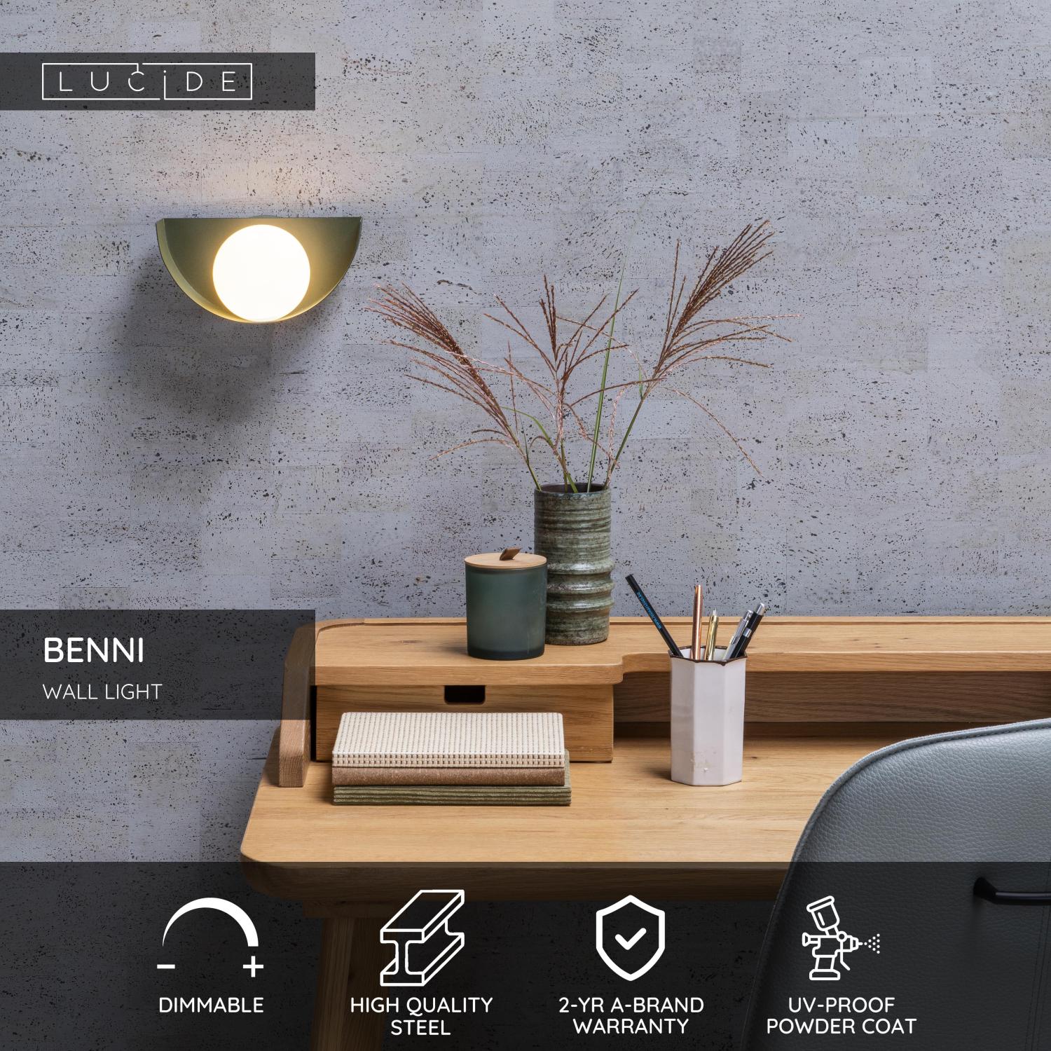 Lucide BENNI - Nu00e1stennu00e9 svetlo - 1xG9 - Zelenu00e9