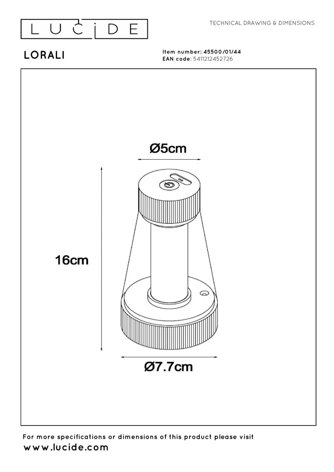 Lucide LORALI - Nabu00edjateu013enu00e1 stolnu00e1 lampa do interiu00e9ru/exteriu00e9ru - batu00e9riovu00fd balu00edk - u00d8 7,7 cm - LED tlmenu00e1 - 1x1,2W 2600K/3000K - IP44 - Okrovu00e1 u017eltu00e1