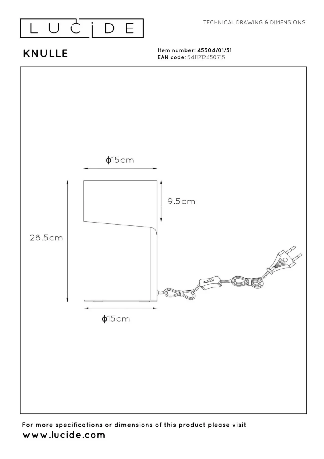 Lucide KNULLE - Stolnu00e1 lampa - u00d8 15 cm - 1xE14 - biela