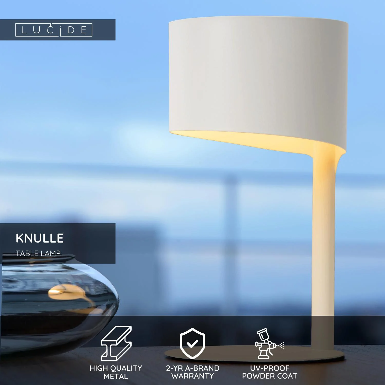 Lucide KNULLE - Stolnu00e1 lampa - u00d8 15 cm - 1xE14 - biela