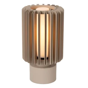 Lucide LAMBRES - Stolnu00e1 lampa - u00d8 15 cm - 1xE27 - Taupe