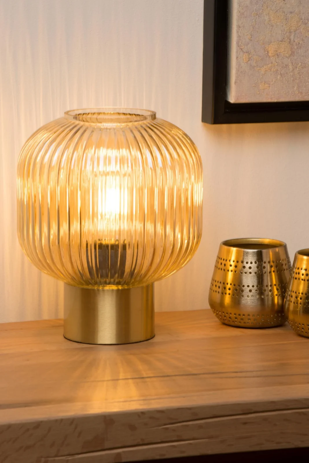 Lucide MALOTO - Stolnu00e1 lampa - u00d8 20 cm - 1xE27 - jantu00e1r