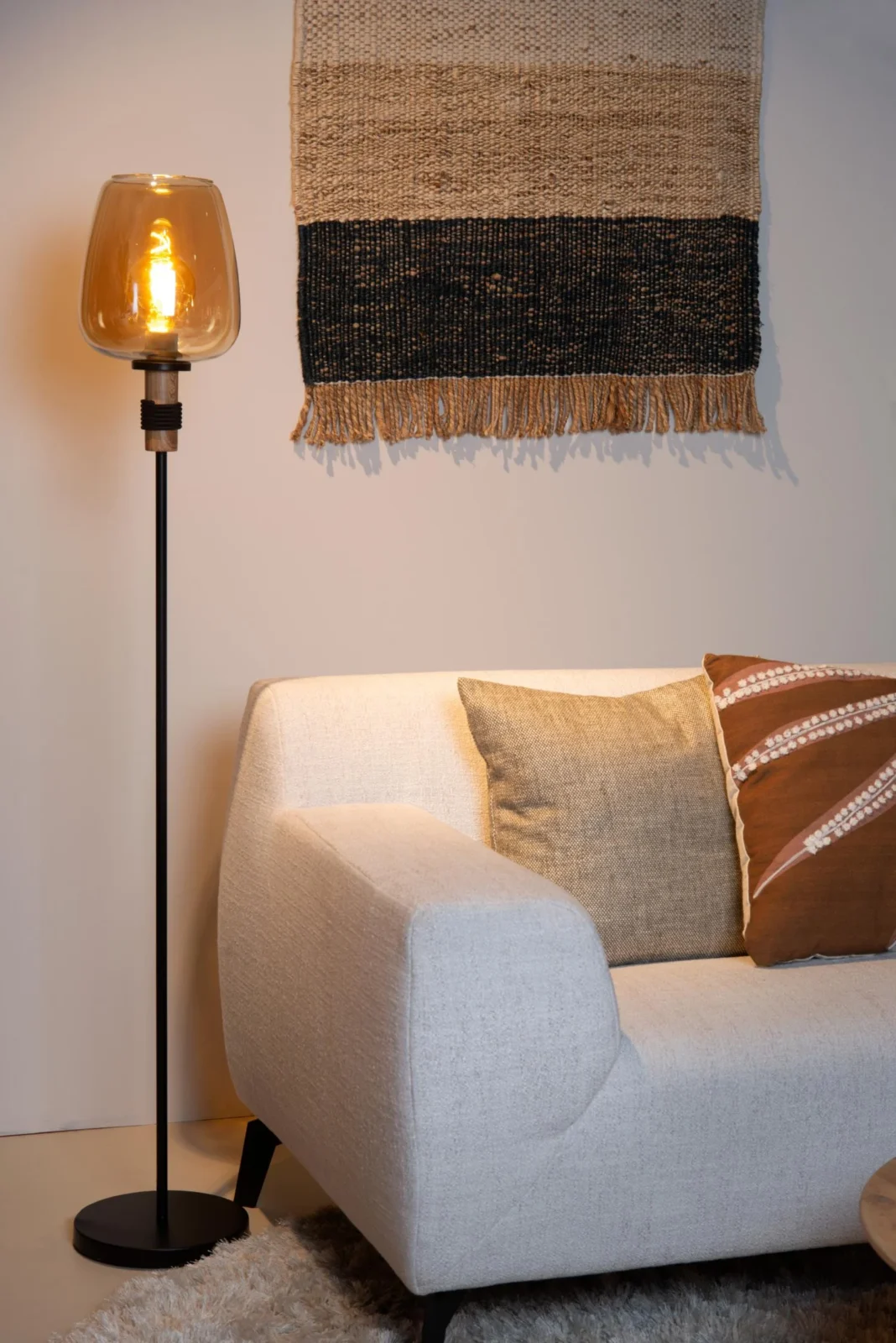 Lucide ILONA - Stojacia lampa - u00d8 34 cm - 1xE27 - jantu00e1r
