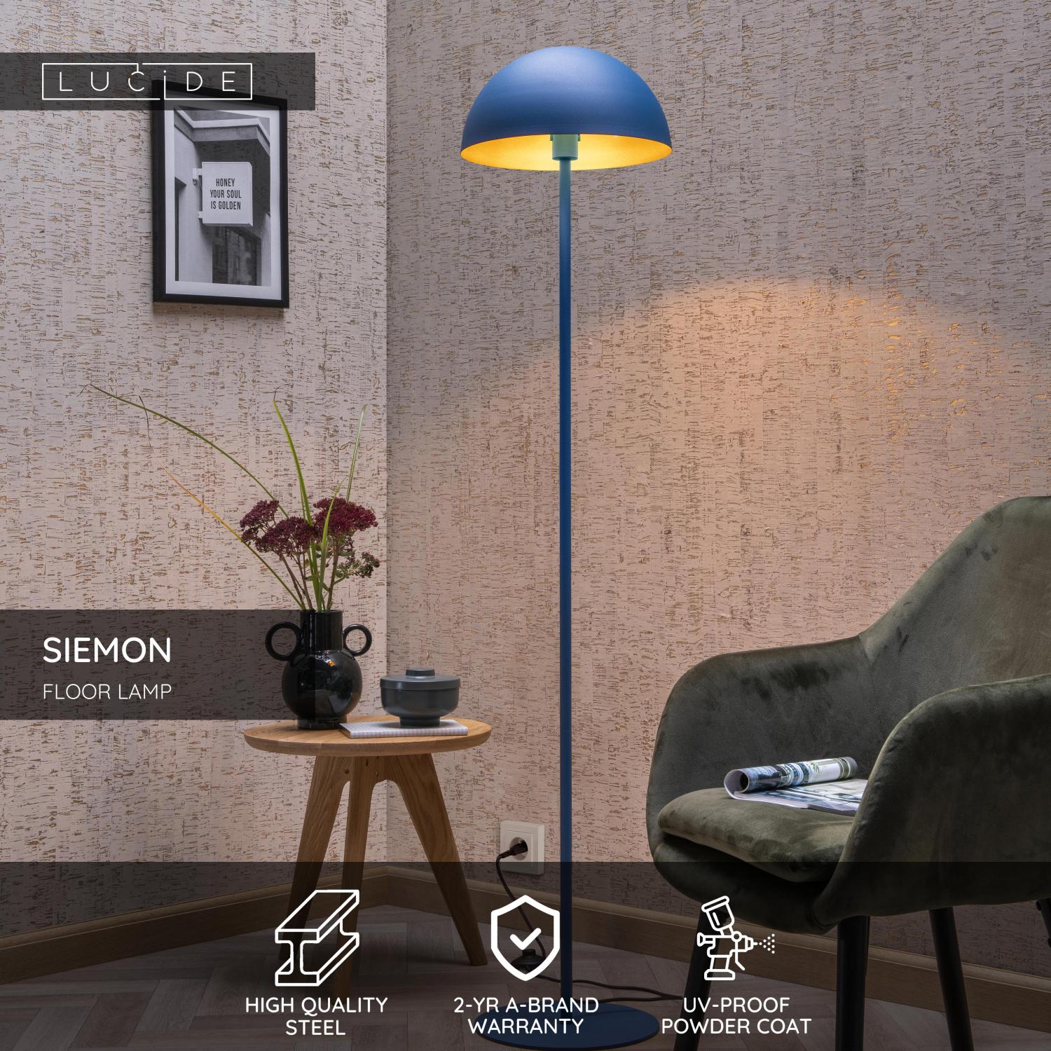 Lucide SIEMON - Stojacia lampa - u00d8 35 cm - 1xE27 - modru00e1