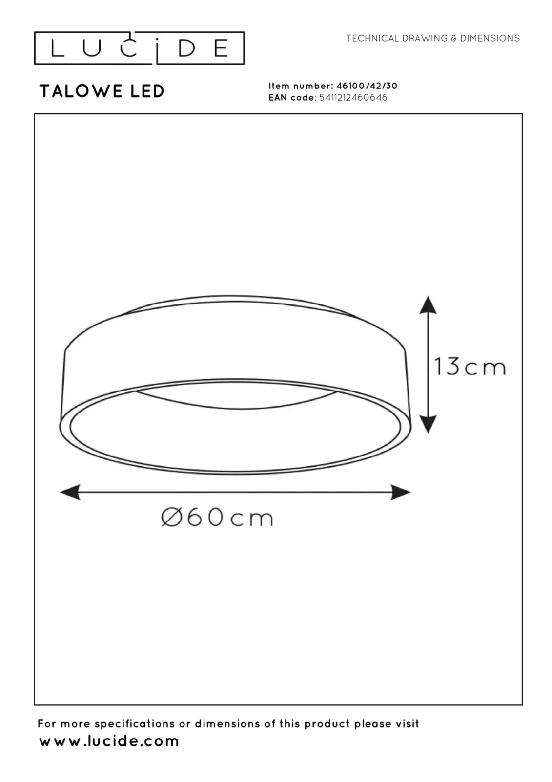 Lucide TALOWE LED - Zapustenu00e9 stropnu00e9 svetlo - u00d8 60 cm - LED tlmenu00e9 - 1x42W 3000K - u010dierne