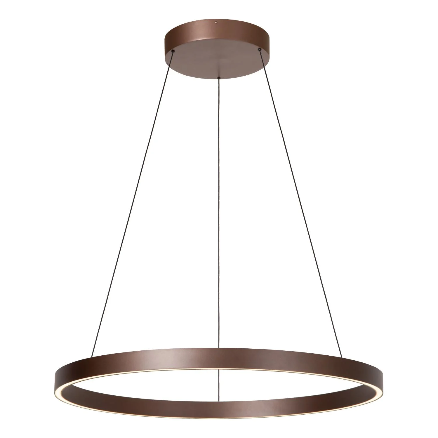 Lucide LIANE - Zu00e1vesnu00e9 svetlo - u00d8 80 cm - LED tlmenu00e9. - CCT - 2x36W 2700K/4000K - Vhodnu00e9 do dvojpodlau017enu00fdch priestorov a vysoku00e9ho stropu - Hrdzavo hnedu00e1 | Nu00e1lada