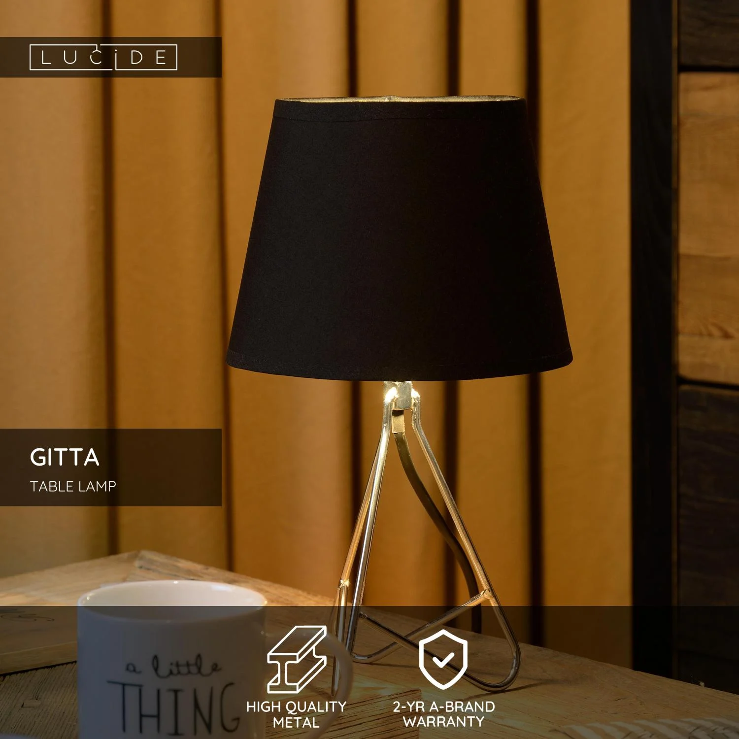 Lucide GITTA - stolnu00e1 lampa - u00d8 17 cm - 1xE14 - chru00f3m