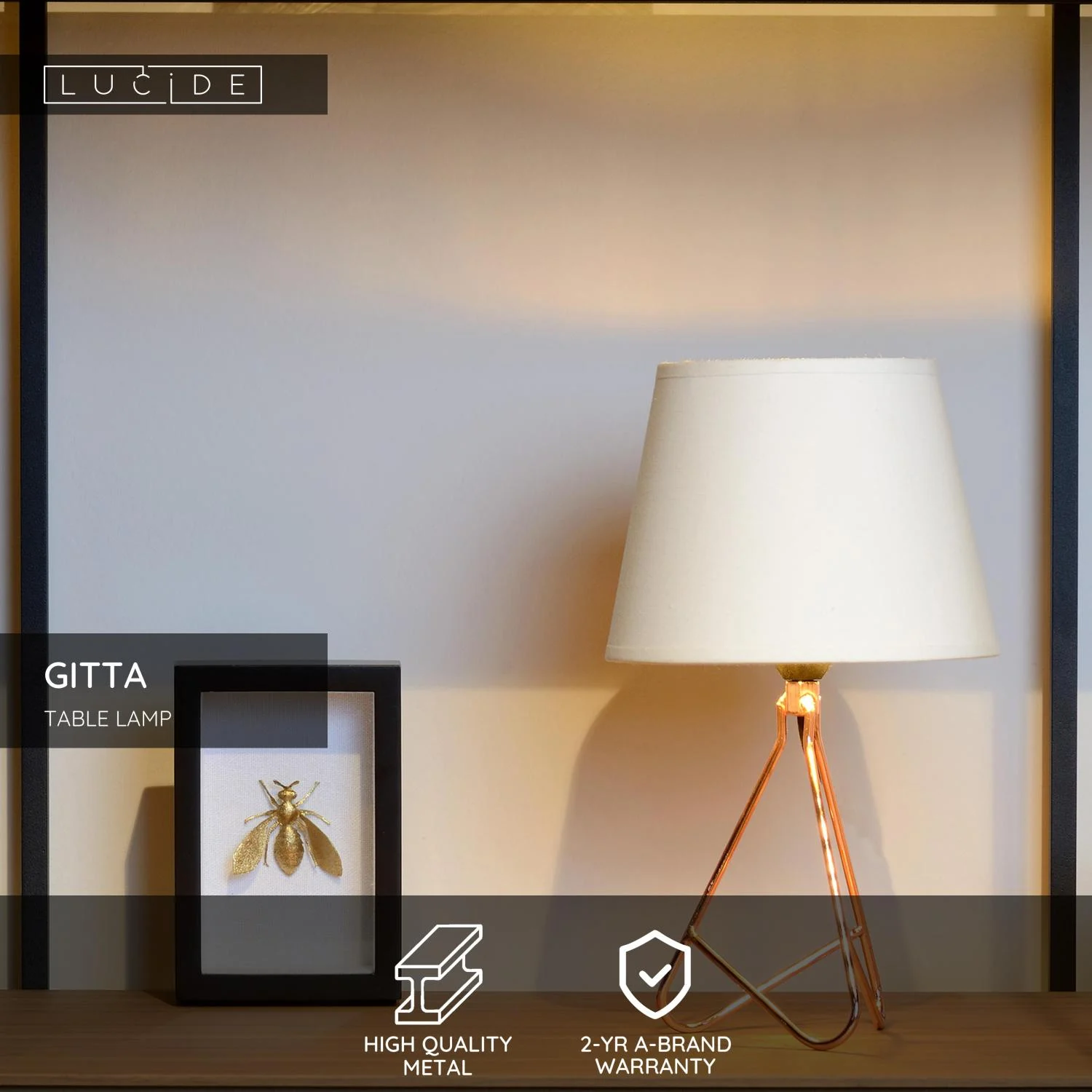 Lucide GITTA - Stolnu00e1 lampa - u00d8 17 cm - 1xE14 - Meu010f