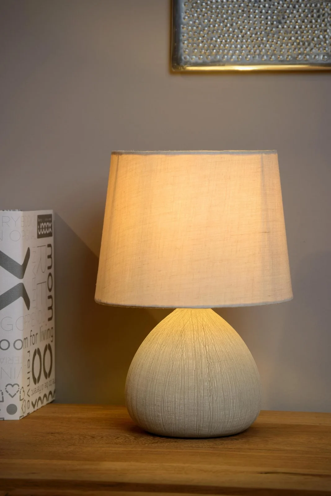 Lucide RAMZI - Stolnu00e1 lampa - u00d8 18 cm - 1xE14 - Kru00e9movu00e1