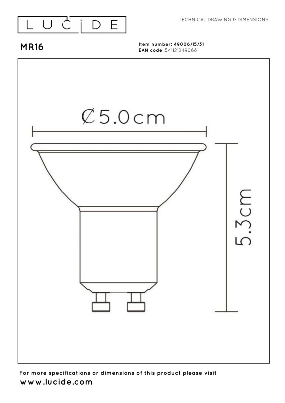 Lucide MR16 - LED u017eiarovka - u00d8 5 cm - LED stmievanu00e1. - GU10 - 3x5W 3000K - biela - sada 3 kusov