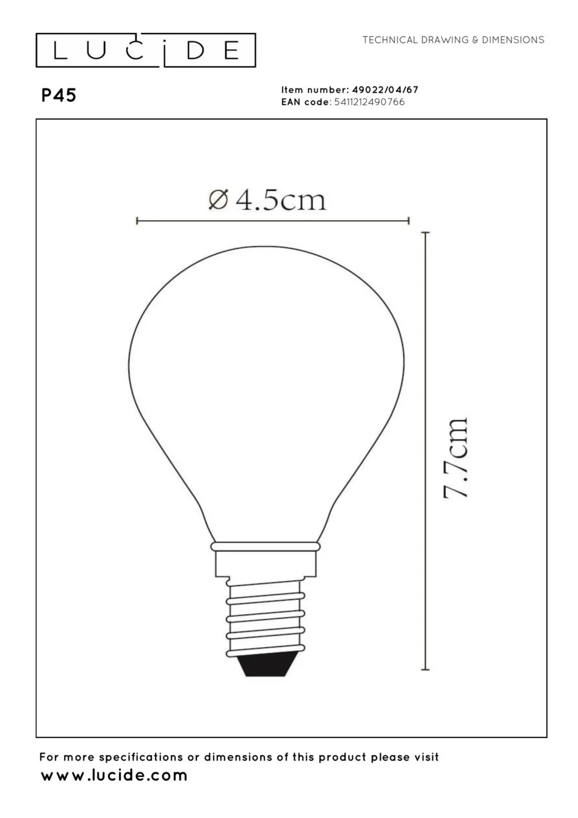 Lucide P45 - u017diarovka s vlu00e1knom - u00d8 4,5 cm - LED tlmenu00e1. - E14 - 1x4W 2700K - matovanu00e1