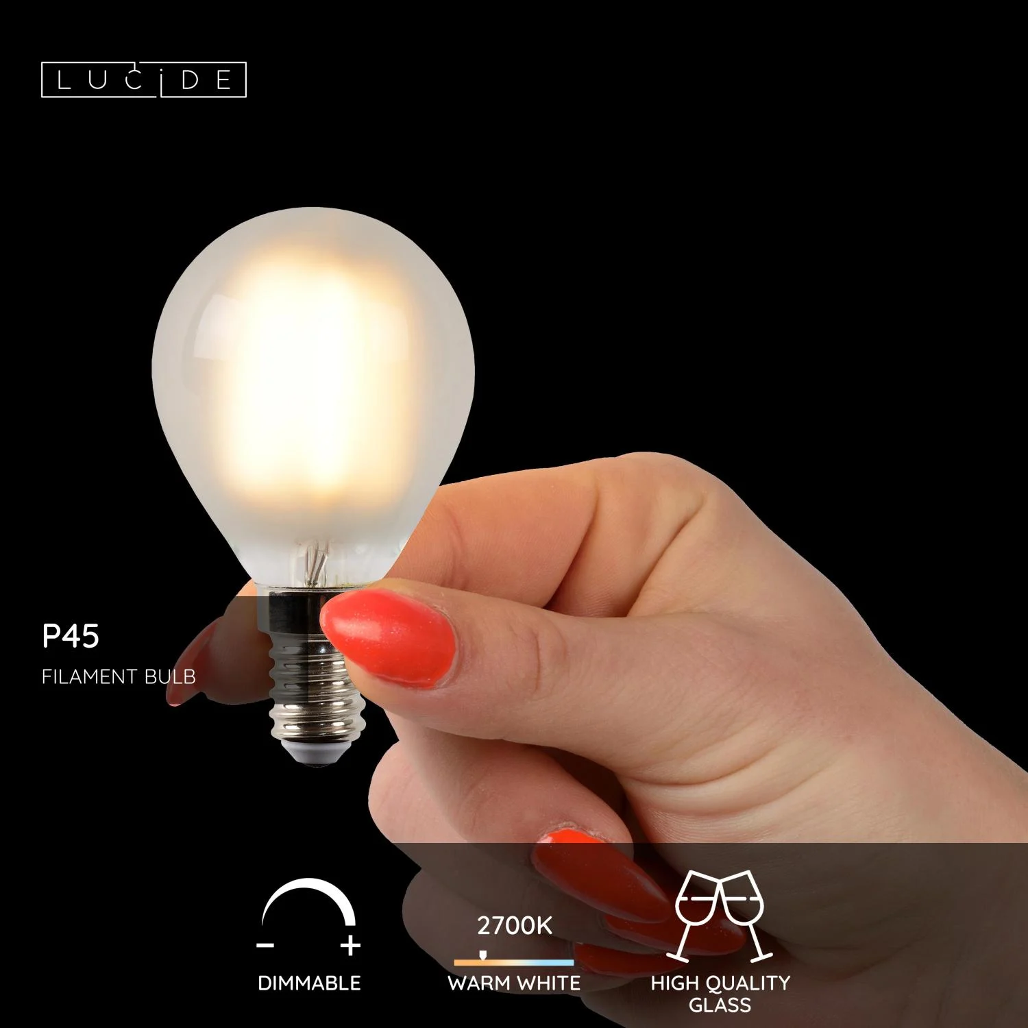 Lucide P45 - u017diarovka s vlu00e1knom - u00d8 4,5 cm - LED tlmenu00e1. - E14 - 1x4W 2700K - matovanu00e1