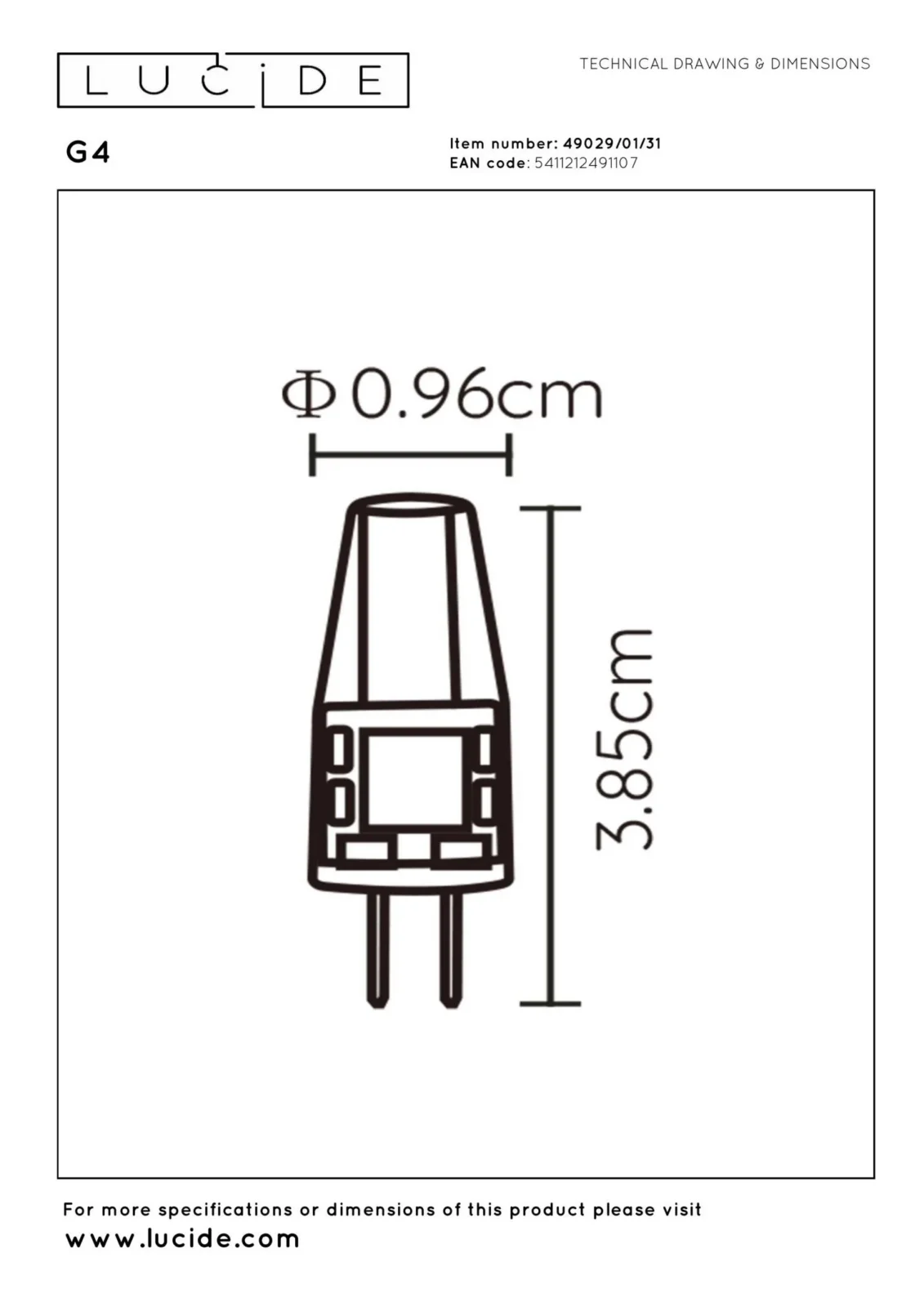 Lucide G4 - LED u017eiarovka - u00d8 0,9 cm - LED - G4 - 1x1,5W 2700K - Priehu013eadnu00fd