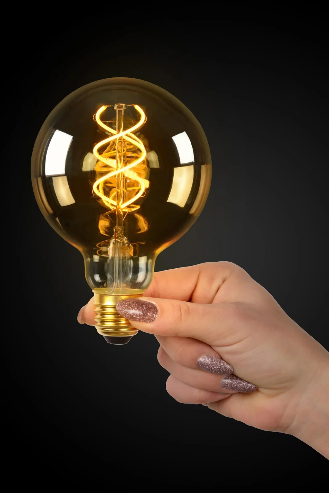 Lucide G95 - u017diarovka s vlu00e1knom - u00d8 9,5 cm - LED tlmenu00e1. - E27 - 1x4,9W 2200K - jantu00e1rovu00e1