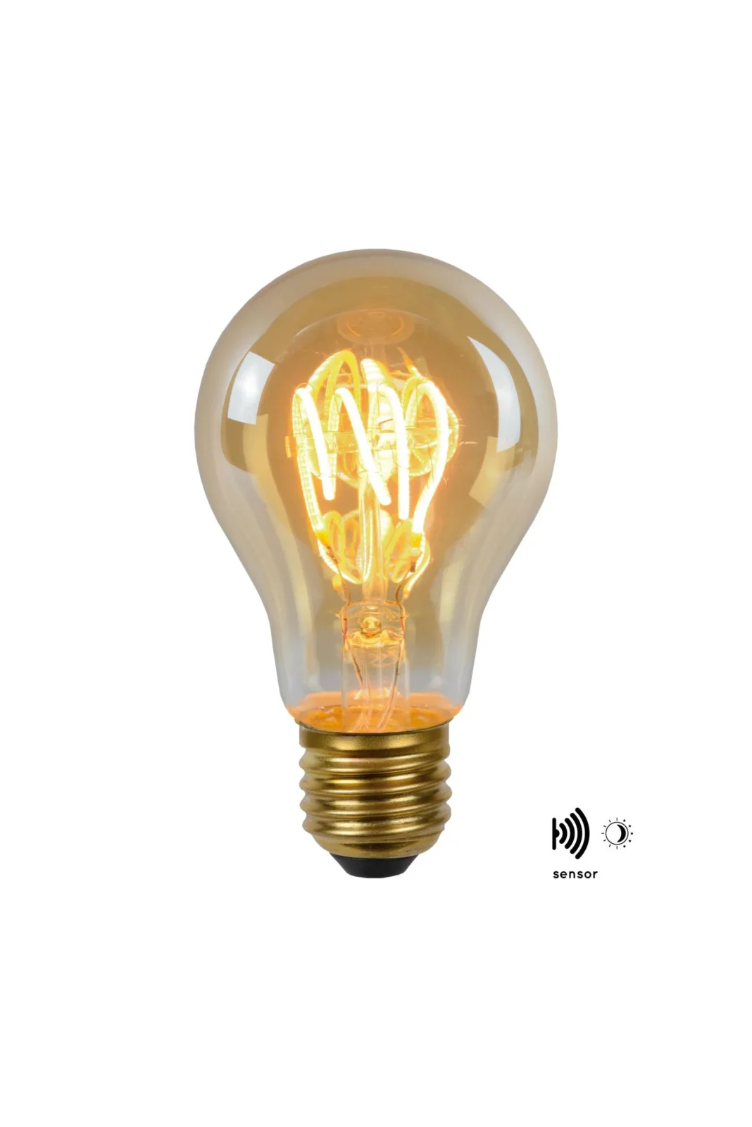 Lucide A60 TWILIGHT SENSOR - u017diarovka s vlu00e1knom - u00d8 6 cm - LED - E27 - 1x4W 2200K - Senzor na deu0148/noc - jantu00e1rovu00e1