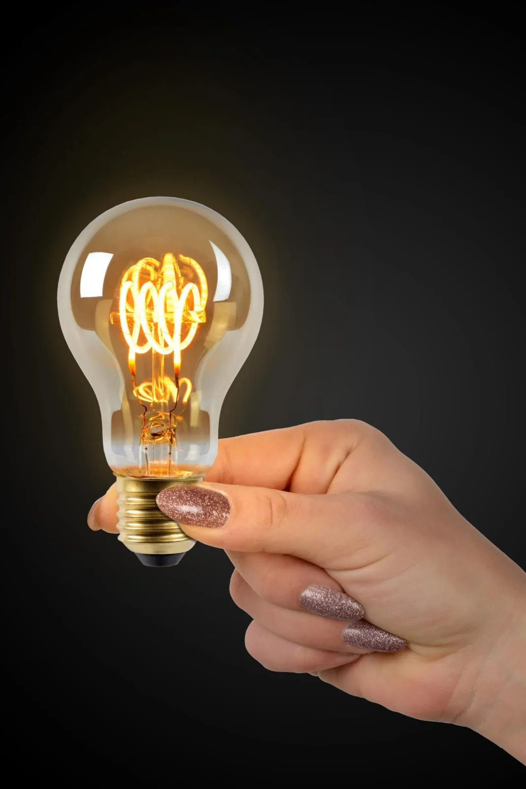 Lucide A60 - u017diarovka s vlu00e1knom - u00d8 6 cm - LED stmievanu00e1. - E27 - 1x4,9W 2200K - jantu00e1rovu00e1