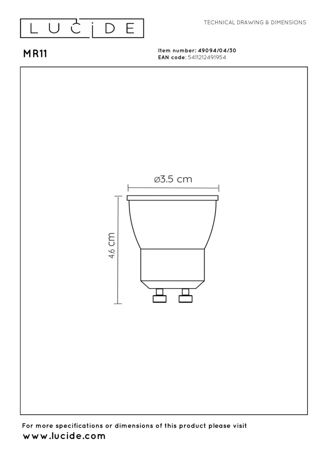 Lucide MR11 - LED u017eiarovka - u00d8 3,5 cm - LED tlmenu00e1. - GU10 (MR11) - 1x3,8W 2700K - u010dierna