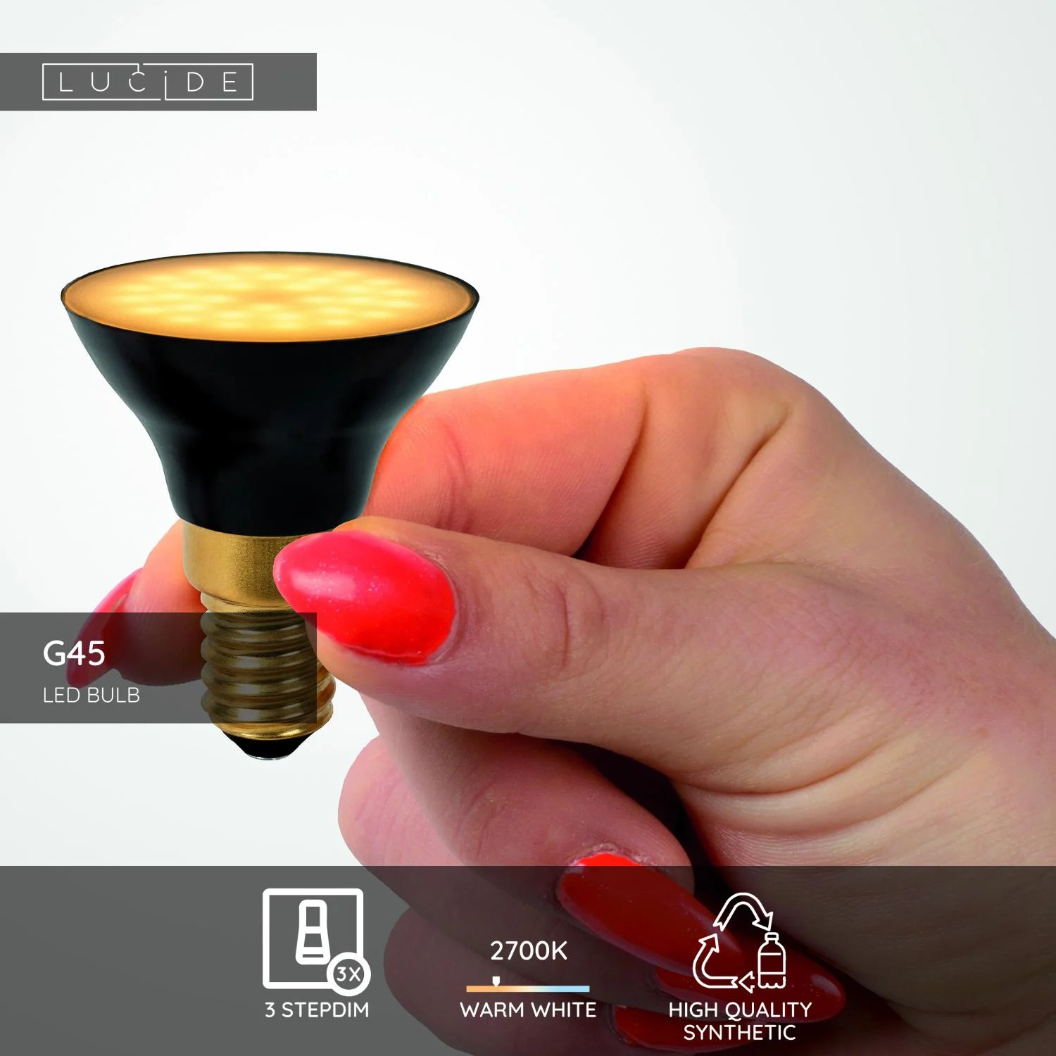 Lucide G45 - LED u017eiarovka - u00d8 4,3 cm - LED 3 StepDim - E14 - 1x5W 2700K - u010dierna