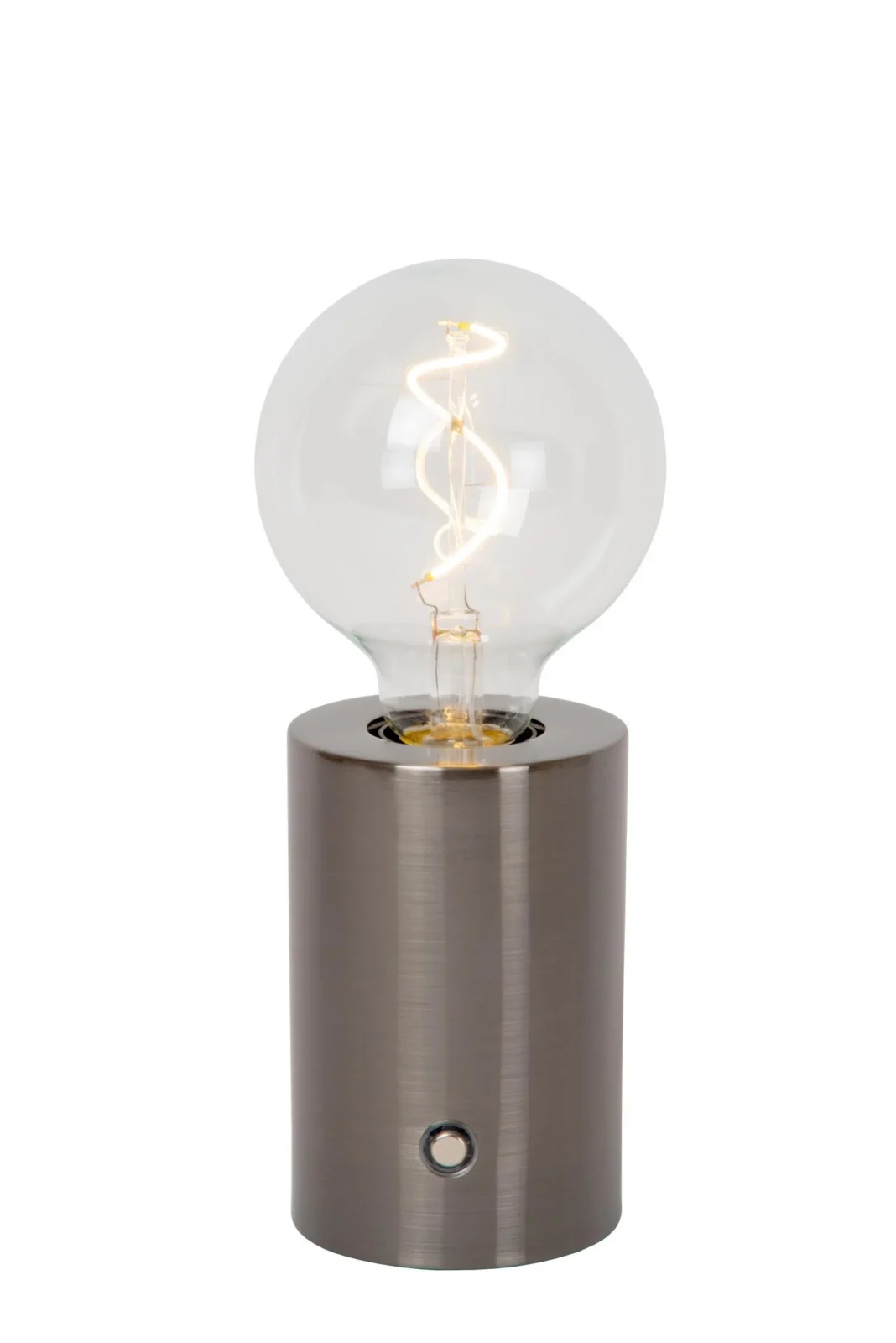 Lucide VIVO - Nabu00edjateu013enu00e1 stolnu00e1 lampa - Batu00e9riovu00fd balu00edk - u00d8 8 cm - LED tlmenu00fd. - E27 - 1x1W 2700K - Satin Gun Metal