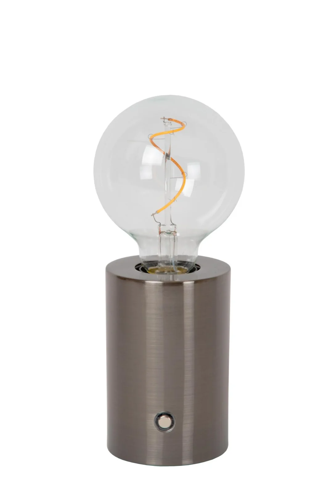 Lucide VIVO - Nabu00edjateu013enu00e1 stolnu00e1 lampa - Batu00e9riovu00fd balu00edk - u00d8 8 cm - LED tlmenu00fd. - E27 - 1x1W 2700K - Satin Gun Metal