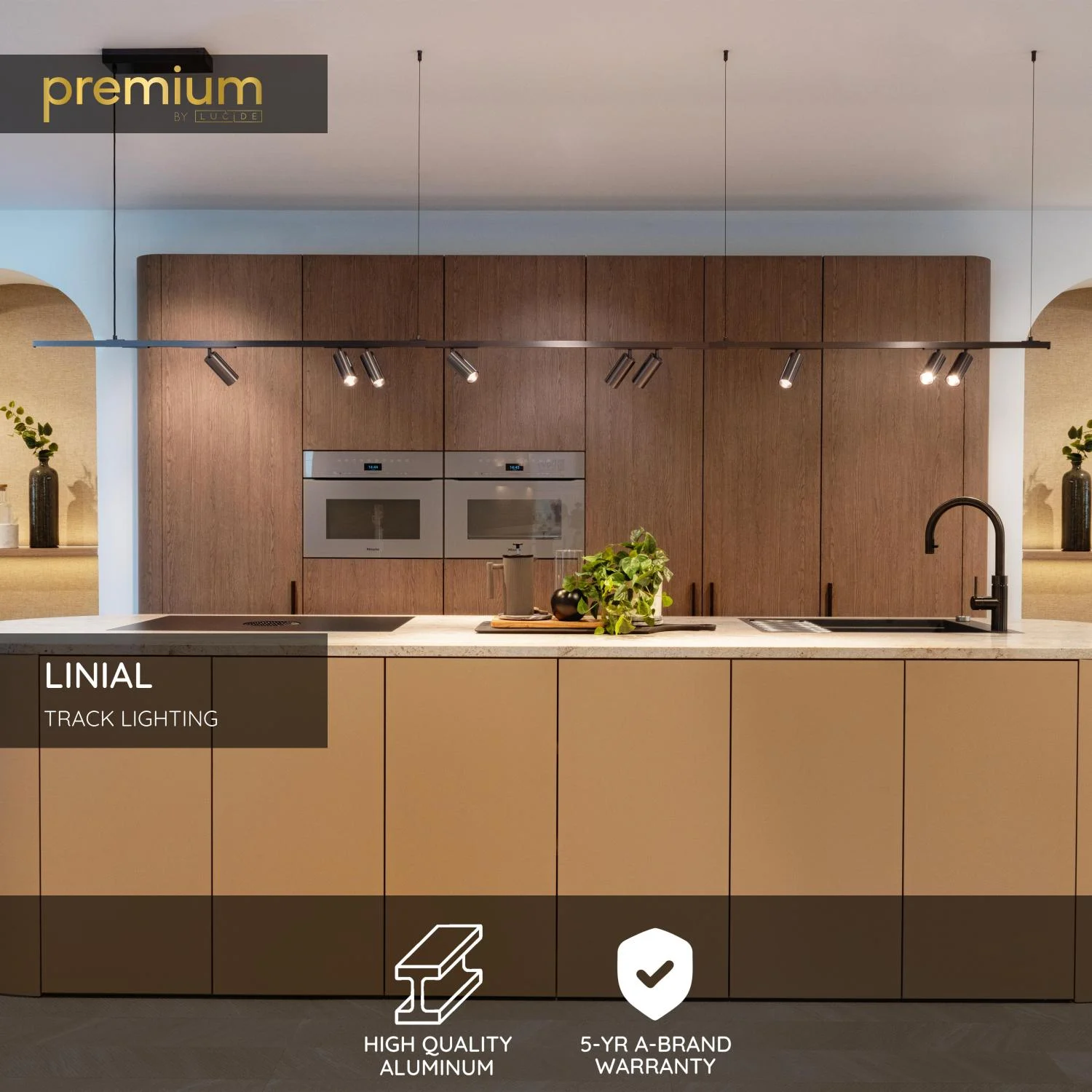 Lucide Premium LINIAL Straight - konektor - 1-okruhovu00fd osvetu013eovacu00ed systu00e9m - Smart - 48V Track - Satin Gun Metal